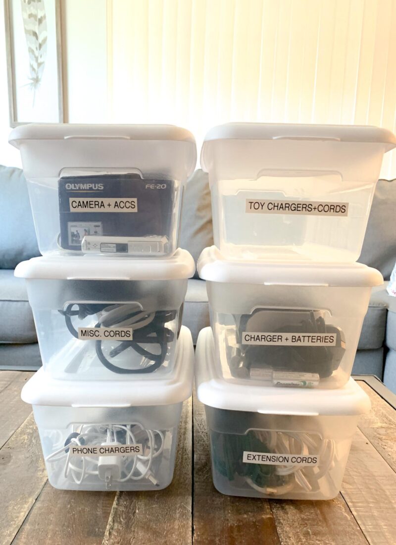 How to Organize Pesky Cords + FREE Printable Labels