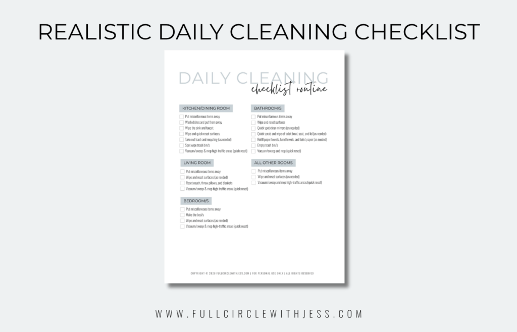 realistic daily cleaning checklist