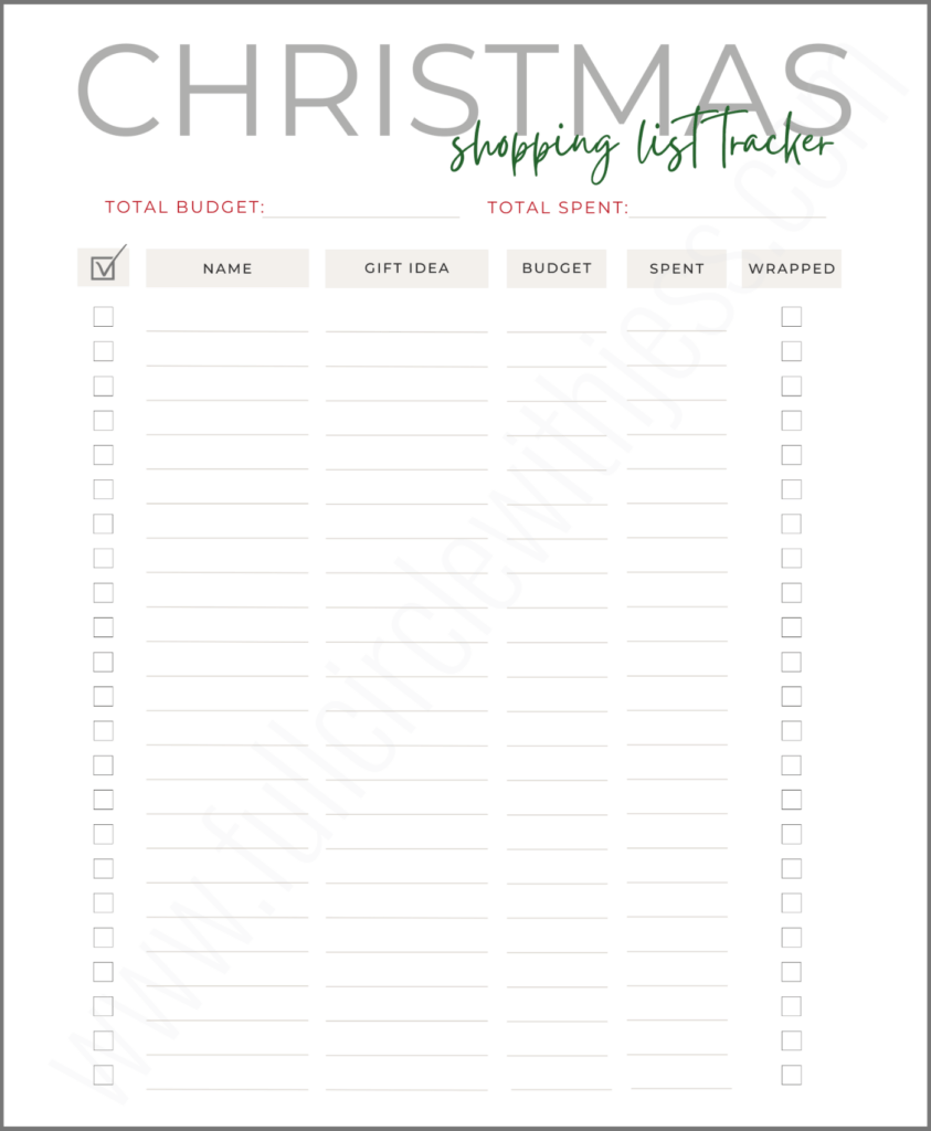 christmas shopping list pdf