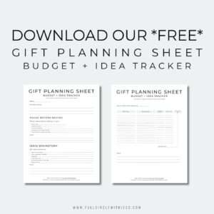gift planning sheet