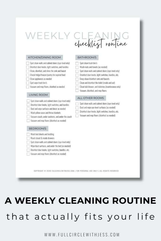 A weekly cleaning routine that is perfect for busy schedules